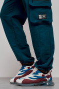 Оптом Широкие спортивные брюки трикотажные мужские синего цвета 12910S, фото 16