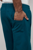 Оптом Широкие спортивные брюки трикотажные мужские синего цвета 12910S, фото 18