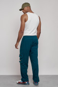 Оптом Широкие спортивные брюки трикотажные мужские синего цвета 12910S, фото 21