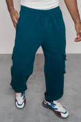 Оптом Широкие спортивные брюки трикотажные мужские синего цвета 12910S, фото 22