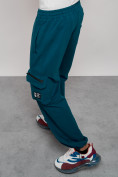 Оптом Широкие спортивные брюки трикотажные мужские синего цвета 12910S в Казани, фото 24