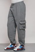 Оптом Широкие спортивные брюки трикотажные мужские серого цвета 12910Sr в Перми, фото 12