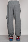 Оптом Широкие спортивные брюки трикотажные мужские серого цвета 12910Sr, фото 13