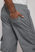 Оптом Широкие спортивные брюки трикотажные мужские серого цвета 12910Sr, фото 18