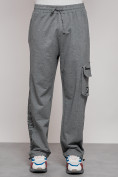 Оптом Широкие спортивные брюки трикотажные мужские серого цвета 12910Sr, фото 20
