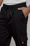 Оптом Брюки джоггеры спортивны мужские черного цвета 12918Ch в Астане, фото 13