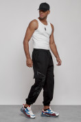 Оптом Брюки джоггеры спортивны мужские черного цвета 12918Ch, фото 6
