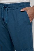 Оптом Брюки джоггеры спортивны мужские синего цвета 12918S в Уфе, фото 12