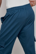 Оптом Брюки джоггеры спортивны мужские синего цвета 12918S, фото 15