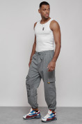 Оптом Брюки джоггеры спортивны мужские серого цвета 12918Sr, фото 7