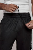 Оптом Спортивные мужские джоггеры из бархатного трикотажа черного цвета 12926Ch в Саратове, фото 10