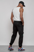 Оптом Спортивные мужские джоггеры из бархатного трикотажа черного цвета 12926Ch, фото 4