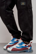 Оптом Спортивные мужские штаны из бархатного трикотажа черного цвета 12929Ch в Санкт-Петербурге, фото 15