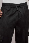 Оптом Спортивные мужские штаны из бархатного трикотажа черного цвета 12929Ch в Перми, фото 16