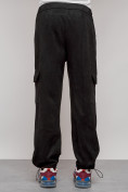 Оптом Спортивные мужские штаны из бархатного трикотажа черного цвета 12929Ch в Баку, фото 20