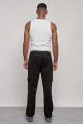Оптом Спортивные мужские штаны из бархатного трикотажа черного цвета 12929Ch в Оренбурге, фото 4
