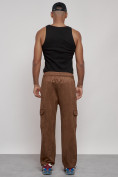 Оптом Спортивные мужские штаны из бархатного трикотажа коричневого цвета 12929K, фото 15