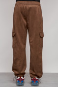 Оптом Спортивные мужские штаны из бархатного трикотажа коричневого цвета 12929K, фото 23