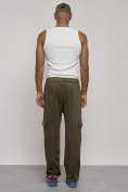 Оптом Спортивные мужские штаны из бархатного трикотажа цвета хаки 12929Kh, фото 6