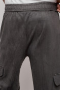 Оптом Спортивные мужские штаны из бархатного трикотажа серого цвета 12929Sr в Тольятти, фото 10