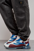 Оптом Спортивные мужские штаны из бархатного трикотажа серого цвета 12929Sr, фото 12