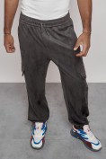 Оптом Спортивные мужские штаны из бархатного трикотажа серого цвета 12929Sr в Перми, фото 13