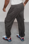Оптом Спортивные мужские штаны из бархатного трикотажа серого цвета 12929Sr, фото 16