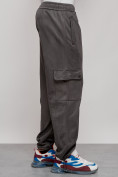 Оптом Спортивные мужские штаны из бархатного трикотажа серого цвета 12929Sr, фото 32