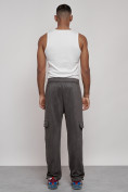 Оптом Спортивные мужские штаны из бархатного трикотажа серого цвета 12929Sr, фото 4