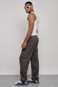 Оптом Спортивные мужские штаны из бархатного трикотажа серого цвета 12929Sr, фото 6