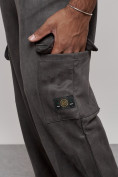 Оптом Спортивные мужские штаны из бархатного трикотажа серого цвета 12929Sr, фото 9
