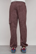 Оптом Широкие спортивные брюки трикотажные мужские коричневого цвета 12932K, фото 10