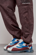 Оптом Широкие спортивные брюки трикотажные мужские коричневого цвета 12932K, фото 17