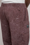 Оптом Широкие спортивные брюки трикотажные мужские коричневого цвета 12932K в Омске, фото 18