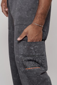 Оптом Широкие спортивные брюки трикотажные мужские серого цвета 12932Sr в Омске, фото 15
