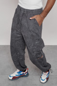 Оптом Широкие спортивные брюки трикотажные мужские серого цвета 12932Sr в Перми, фото 20
