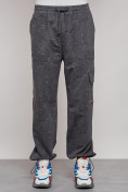 Оптом Широкие спортивные брюки трикотажные мужские серого цвета 12932Sr, фото 5