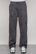Оптом Широкие спортивные брюки трикотажные мужские серого цвета 12932Sr в Воронеже, фото 9