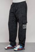 Оптом Широкие спортивные брюки трикотажные мужские темно-зеленого цвета 12932TZ, фото 10