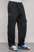 Оптом Широкие спортивные брюки трикотажные мужские темно-зеленого цвета 12932TZ, фото 11