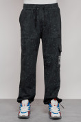 Оптом Широкие спортивные брюки трикотажные мужские темно-зеленого цвета 12932TZ, фото 5