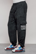 Оптом Широкие спортивные брюки трикотажные мужские темно-зеленого цвета 12932TZ в Воронеже, фото 7