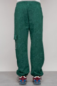 Оптом Широкие спортивные брюки трикотажные мужские зеленого цвета 12932Z, фото 11
