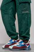 Оптом Широкие спортивные брюки трикотажные мужские зеленого цвета 12932Z, фото 15