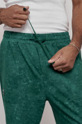 Оптом Широкие спортивные брюки трикотажные мужские зеленого цвета 12932Z, фото 16
