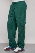 Оптом Широкие спортивные брюки трикотажные мужские зеленого цвета 12932Z, фото 18