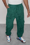 Оптом Широкие спортивные брюки трикотажные мужские зеленого цвета 12932Z в Казани, фото 20