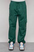 Оптом Широкие спортивные брюки трикотажные мужские зеленого цвета 12932Z, фото 8