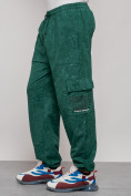 Оптом Широкие спортивные брюки трикотажные мужские зеленого цвета 12932Z, фото 9