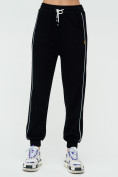 Оптом Спортивные брюки женские черного цвета 1306Ch в Перми